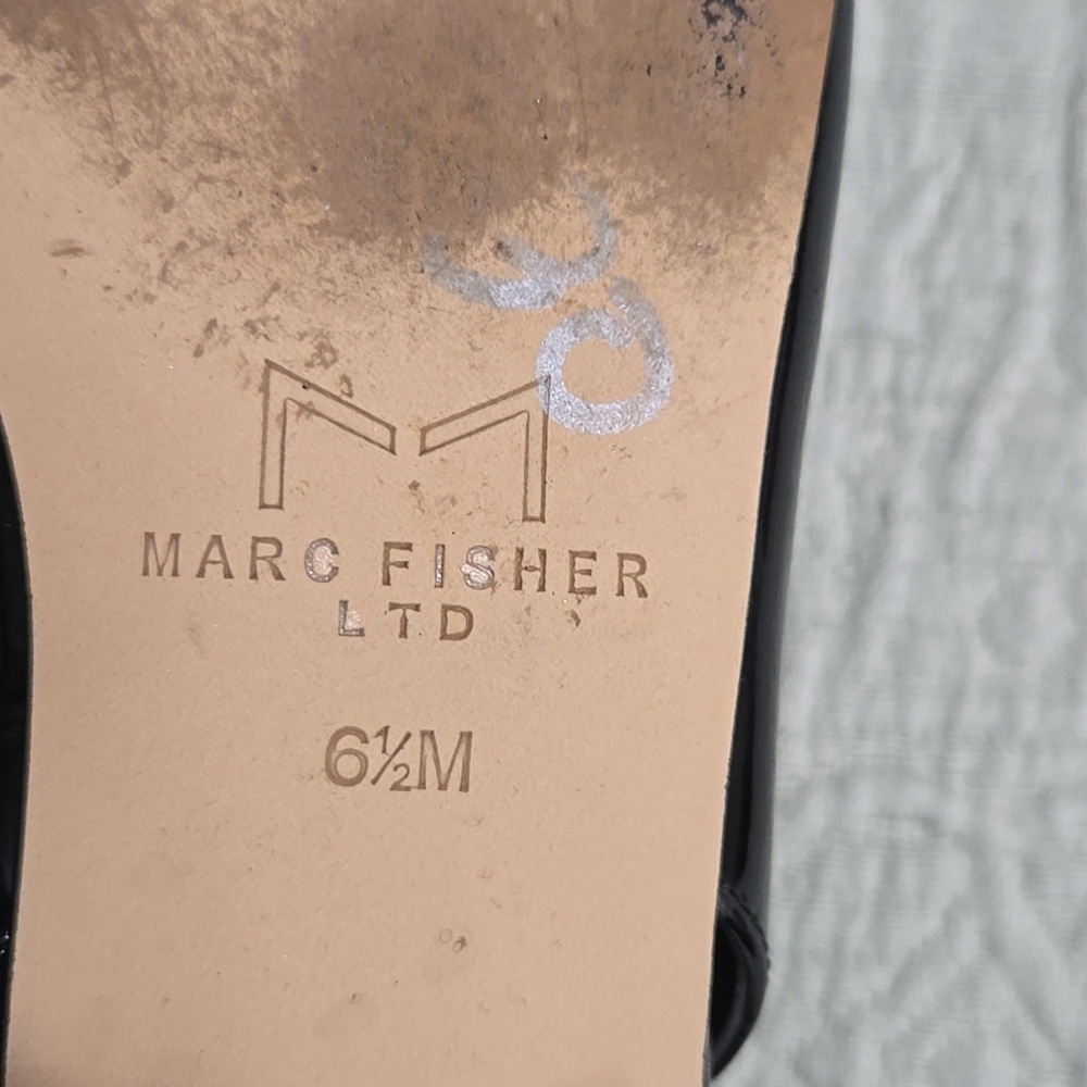 Marc Fisher Black Patent Slingback Flats Size 6.5 - Picture 8 of 8